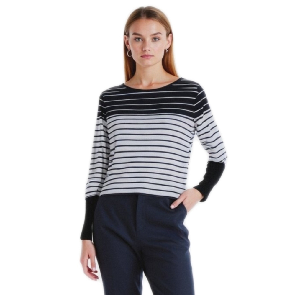 Calvin Klein Performance Black and White Striped Long Sleeve Top Size Medium